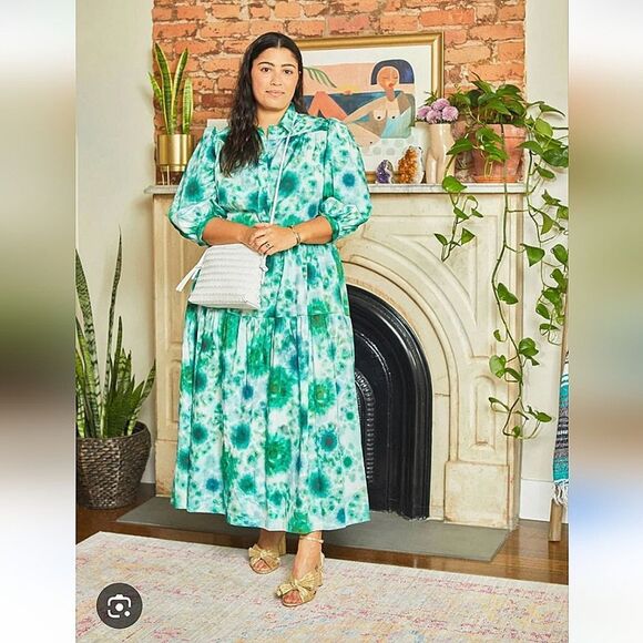 HUNTER BELL Blue Long Sleeve Puff Sundress - Picture 2 of 9